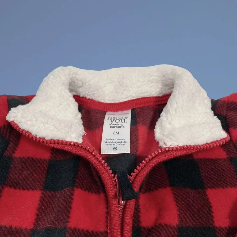 Carters Just One You Baby Outfit 3 Months Penguin Buffalo Plaid Fleece Jogger